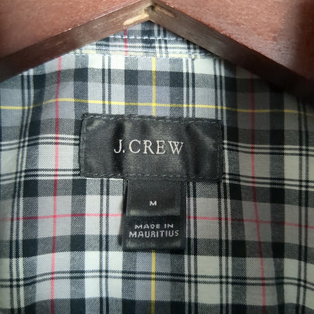 J.Crew Mens Medium Plaid Button Down Shirt Black White Gray Long Sleeve Cotton - Picture 8 of 11